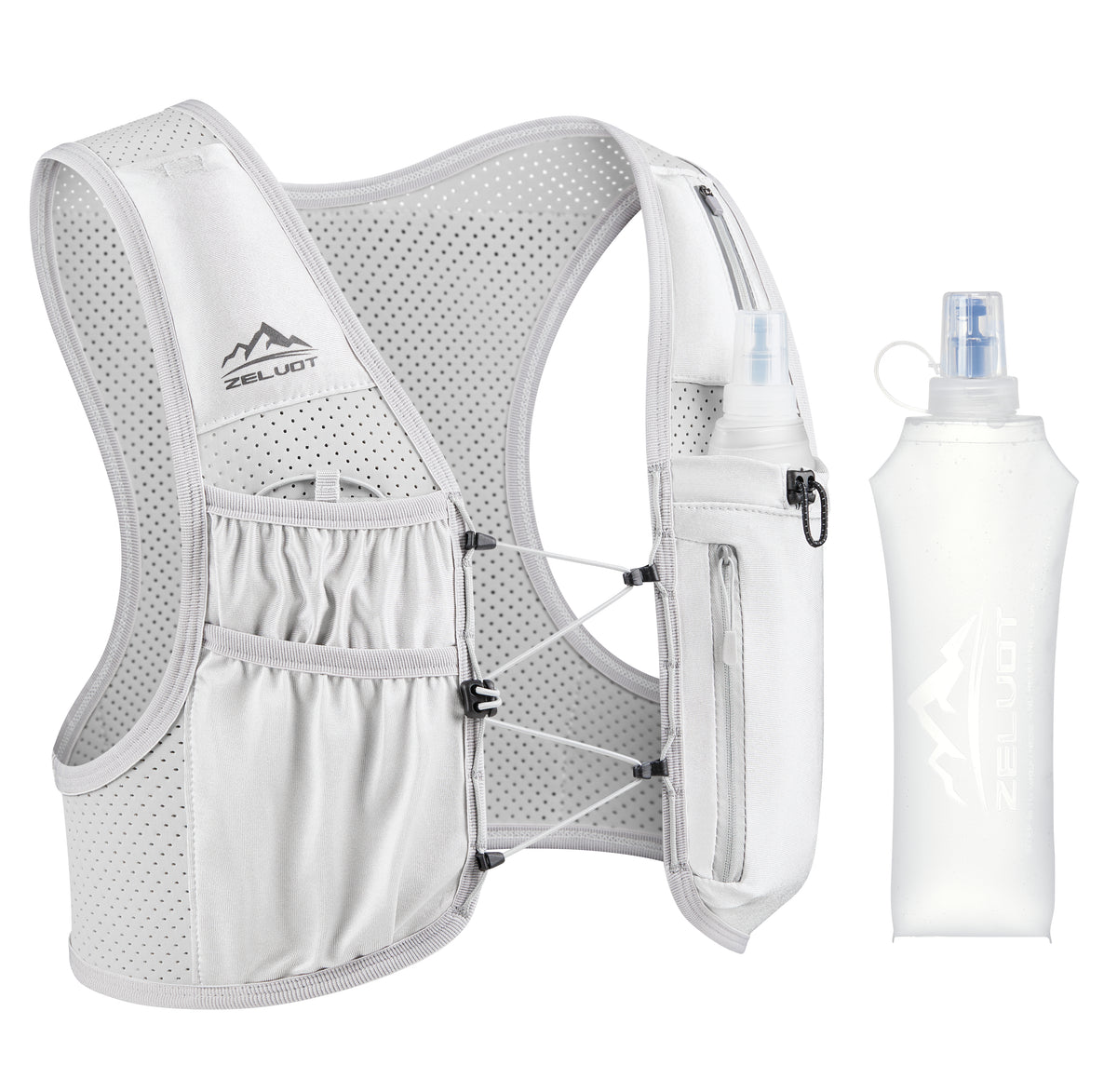 Zelvot | Adjustable Reflective Running Vest: 500ml Flask, USA Patent, Lightweight for Men & Women