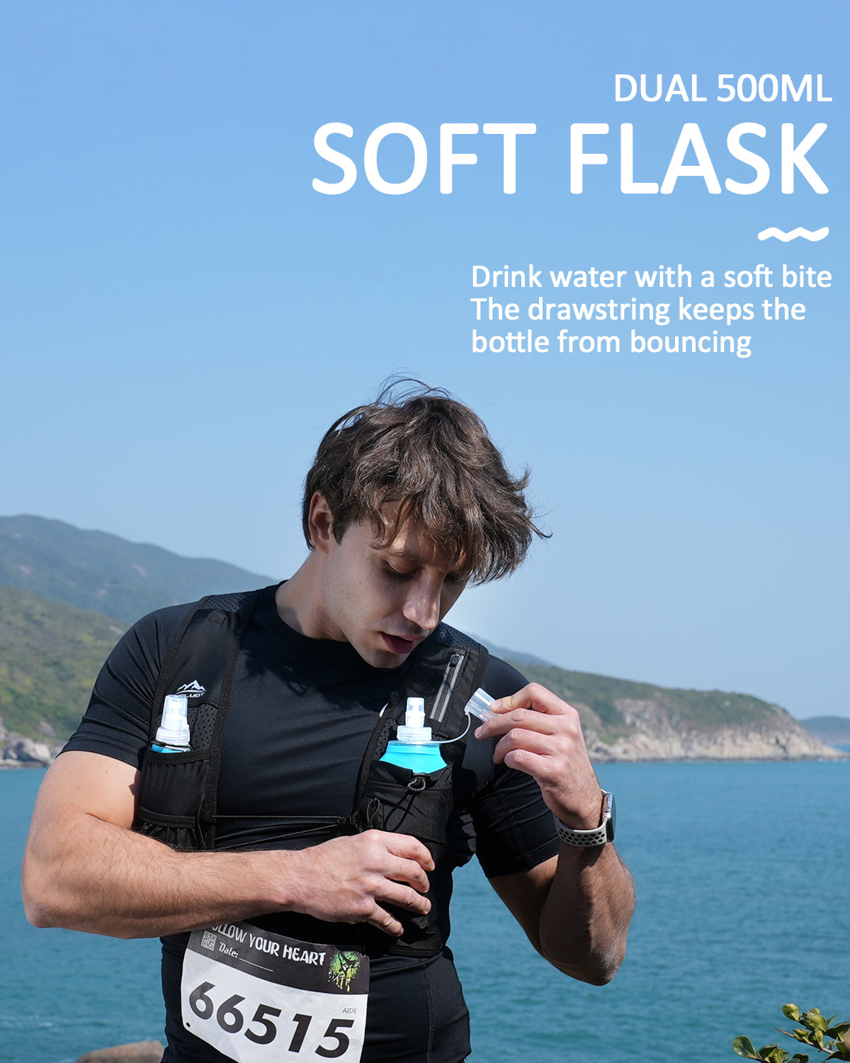 Zelvot | Adjustable Reflective Running Vest: 500ml Flask, USA Patent, Lightweight for Men & Women