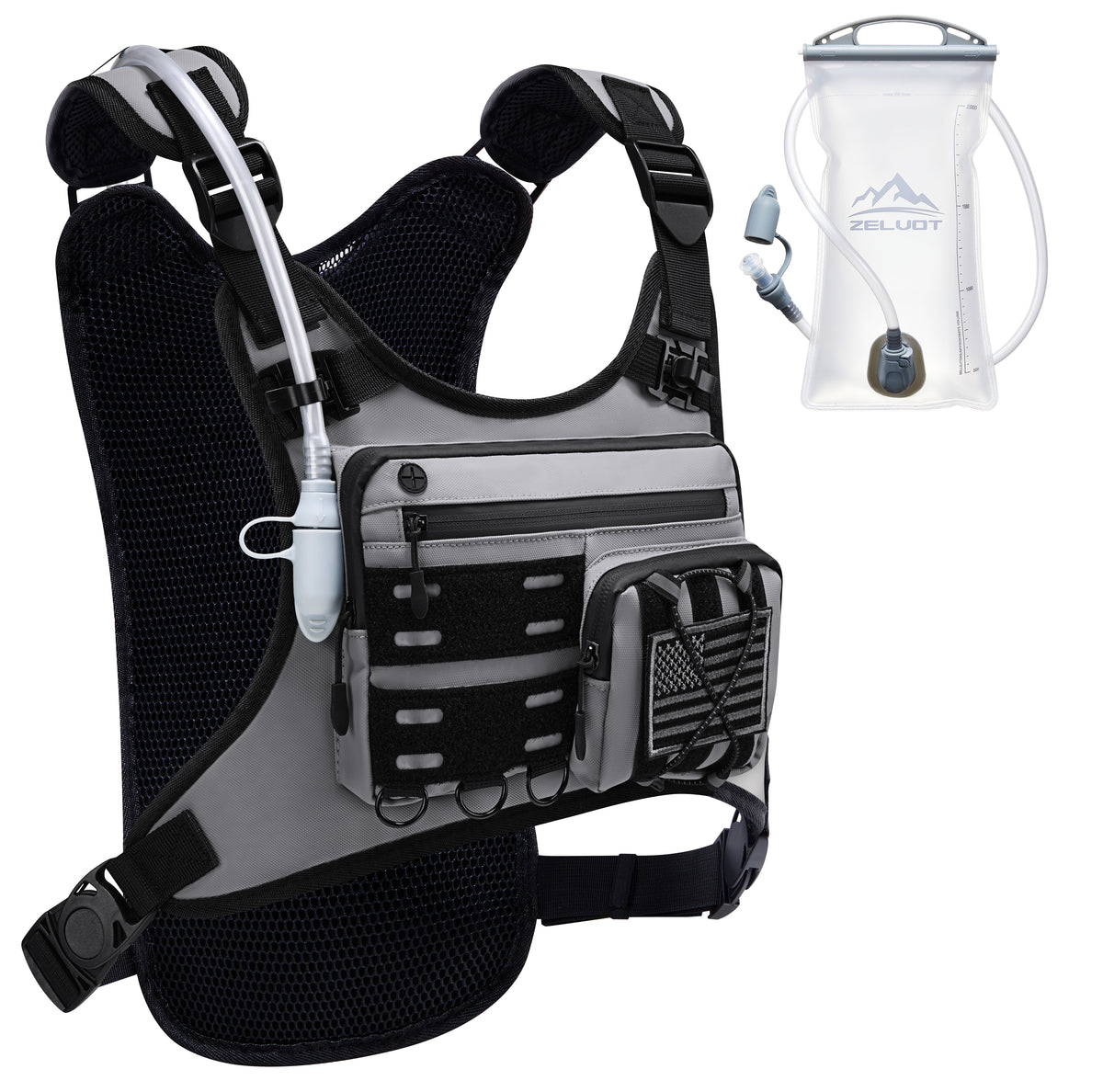 Zelvot | 2L Hydration Vest with USA Patent | Lightweight & Reflective Marathon Pack