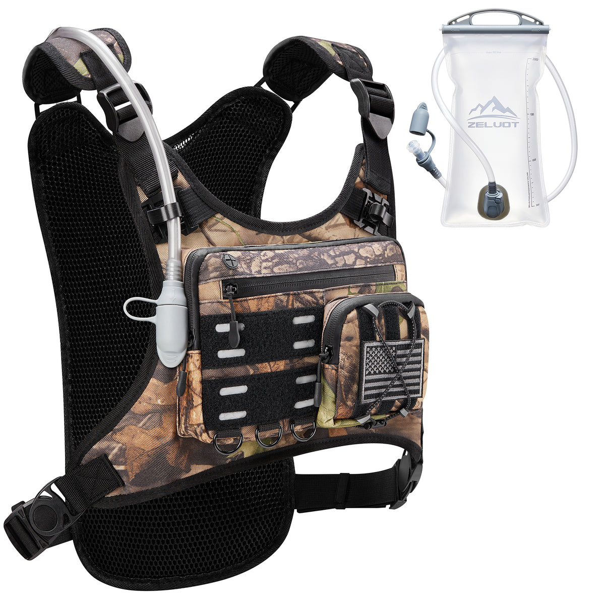 Zelvot | 2L Hydration Vest with USA Patent | Lightweight & Reflective Marathon Pack