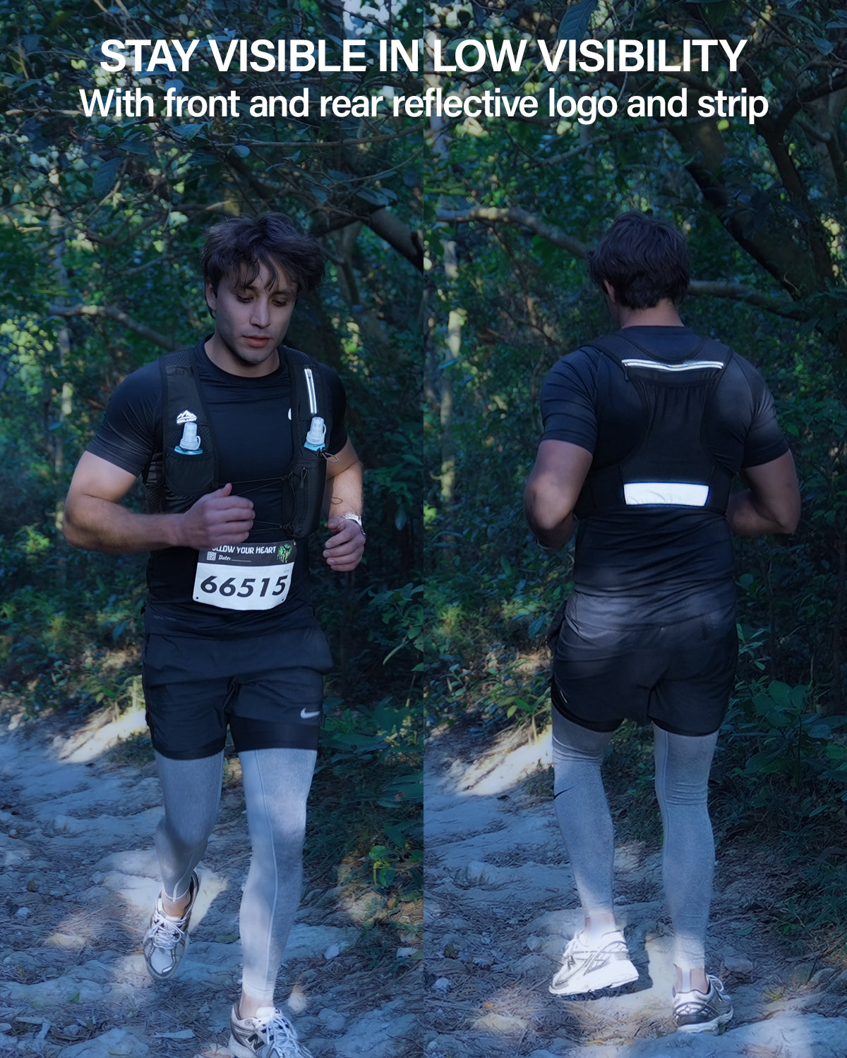 Zelvot | Adjustable Reflective Running Vest: 500ml Flask, USA Patent, Lightweight for Men & Women