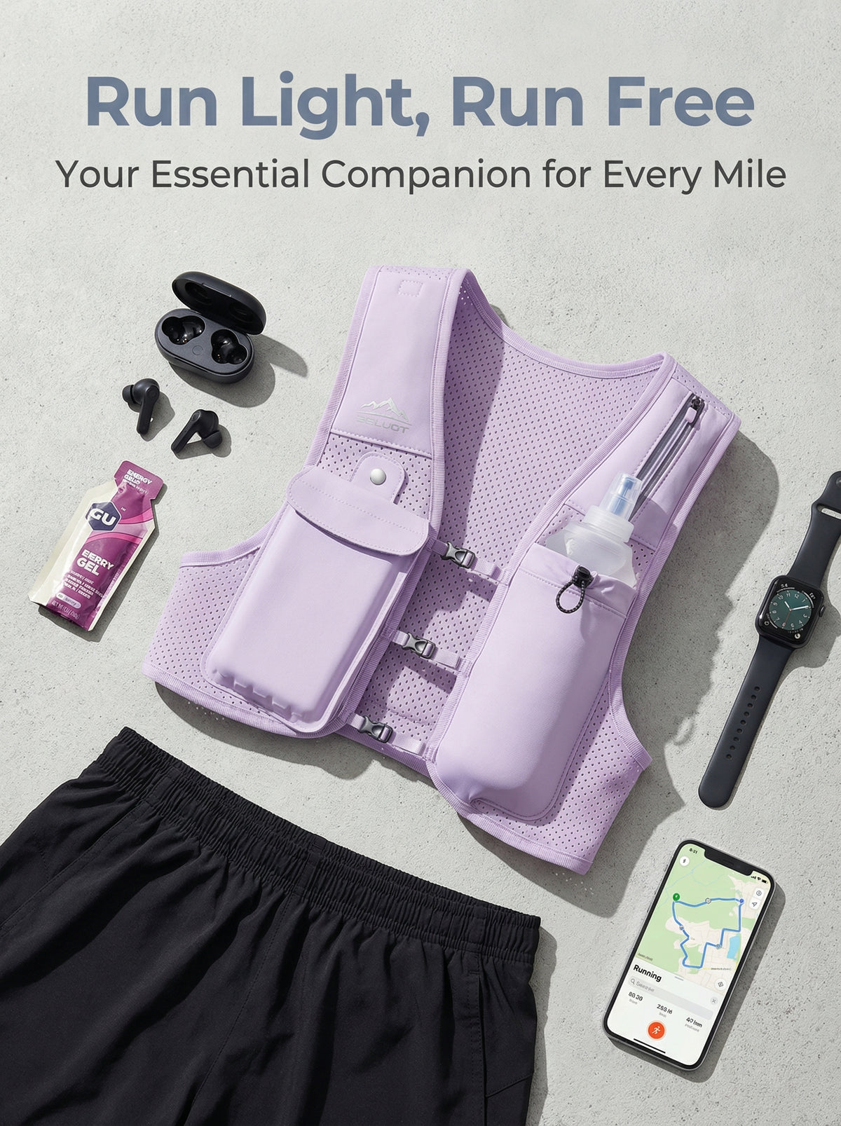 Zelvot | Lightweight Reflective Running Vest | Adjustable 500ml Hydration Pack | USA Patent