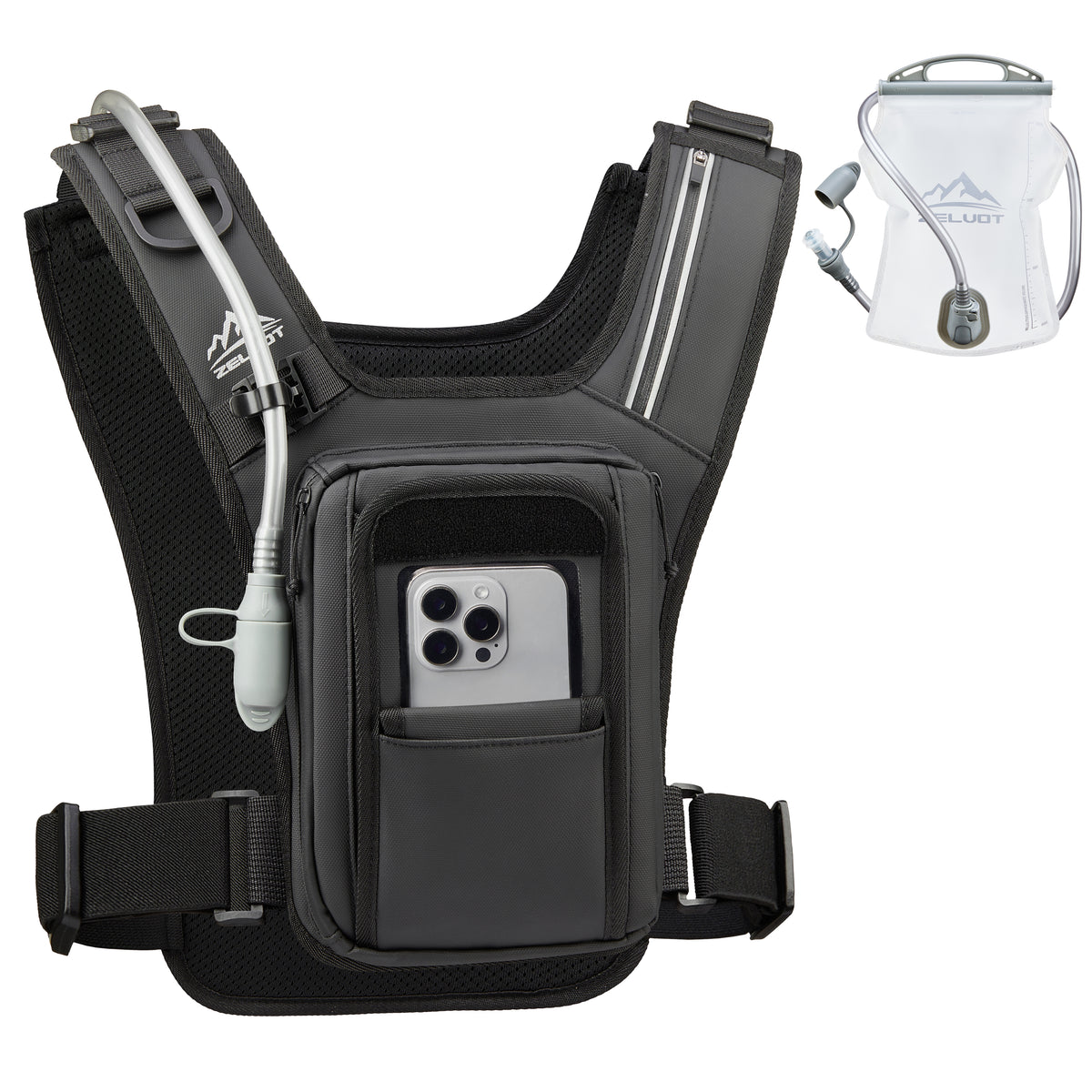 Zelvot | Hands-Free Filming Hydration Vest: 2L Water Bladder, Adjustable & Reflective for Skiing/Hiking